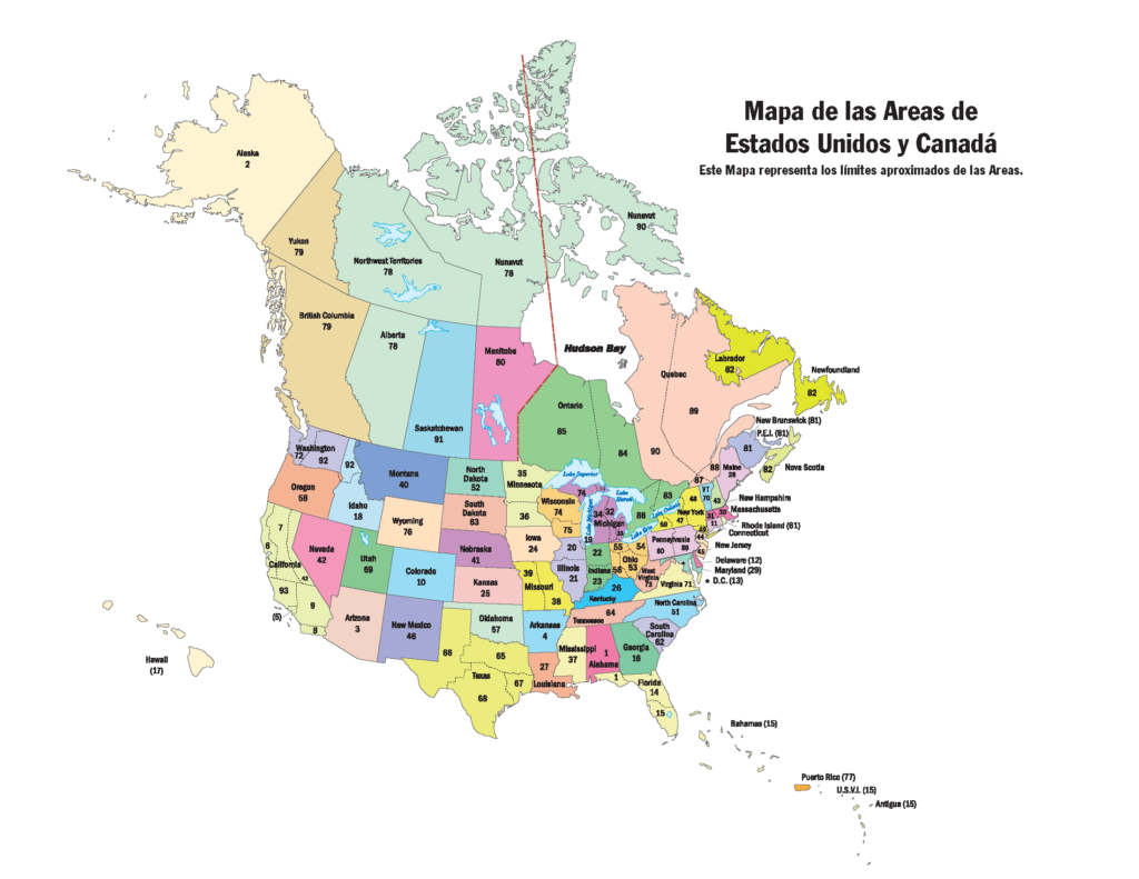 Map of US Canada AA Map